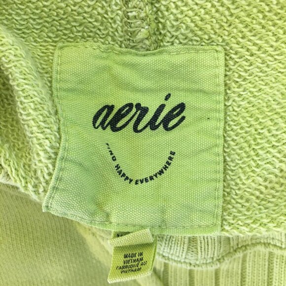Aerie Lime Green Distressed Pullover Staying Kind Feeling Cool Sz XS Sweatshirt - Picture 11 of 16